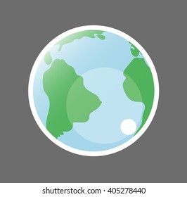 Earth. Sticker, icon. Save the world. Bright colors. Vector art.