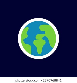 The Earth sticker. An illustration on dark background. Use it for postcards, invitation and scrapbooking; web; banner social media;