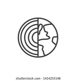 Earth structure line icon. linear style sign for mobile concept and web design. Earth core outline vector icon. Symbol, logo illustration. Vector graphics