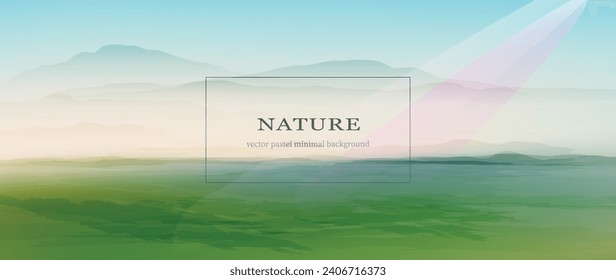 Earth. Summer landscape. Minimal background in earth tones. Watercolor textured vector banner. 