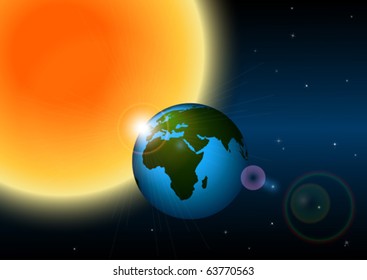 Earth and sun