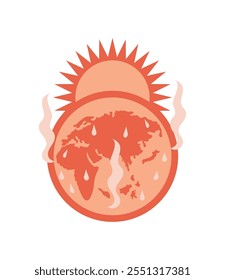 earth sun global warming icon isolated