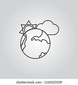 Earth with sun icon vector