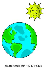 La Tierra y el Sol por el fondo del afiche 