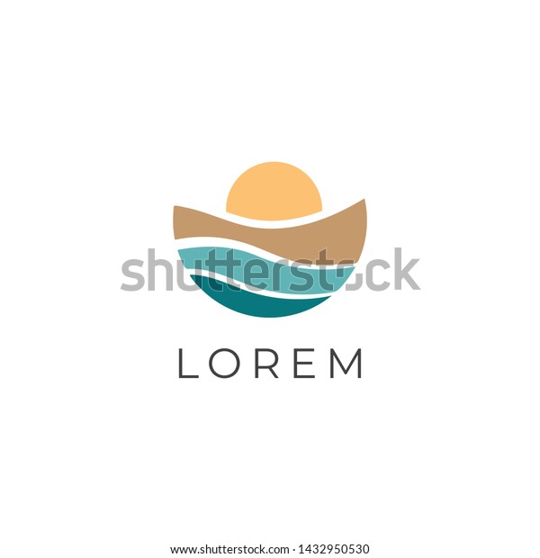 Earth Sun View Logo Design Inspiration Stock Vector Royalty Free