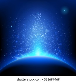 Earth - sunrise in deep blue space. EPS 10 vector file included