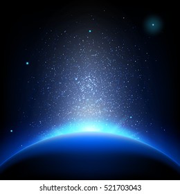 Earth - sunrise in deep blue space. EPS 10 vector file included