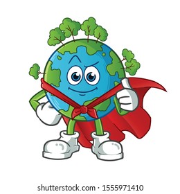 earth super hero mascot vector cartoon illustration