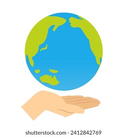 Earth supported by hands　ecological image