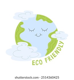 Terra cercada por nuvens com mensagem ecologicamente correta