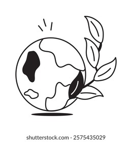Earth surrounded by green leaves, symbolizing global conservation vector