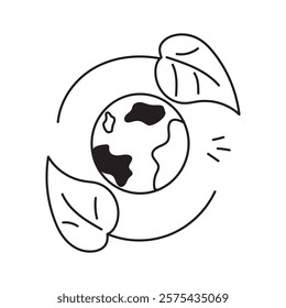 Earth surrounded by green leaves, symbolizing global conservation vector