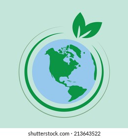 Earth with surrounding vine and leaves 