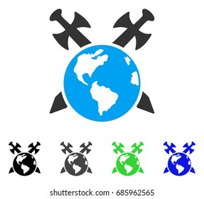 Earth Swords flat vector icon. Colored earth swords gray, black, blue, green pictogram variants. Flat icon style for application design.