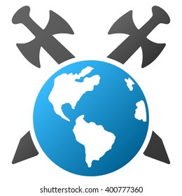 Earth Swords vector toolbar icon for software design. Style is a gradient icon symbol on a white background.