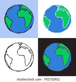 Earth symbol doodle vector
