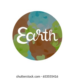 Earth symbol of The Four Elements with lettering isolated on white vector illustration