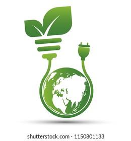 Earth symbol with green leaves around.Ecology.Green cities help the world with eco-friendly concept ideas