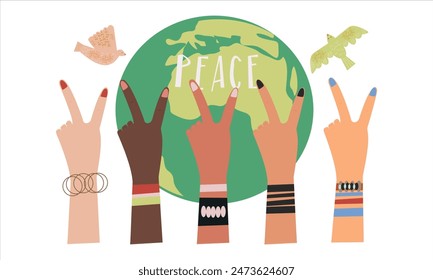 Earth symbol. International Day of Peace. Flat design, vector illustration.