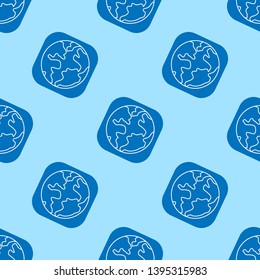 Earth symbol seamless pattern. Planet wallpaper. Globe icon backdrop. Flat vector illustration  on blue background