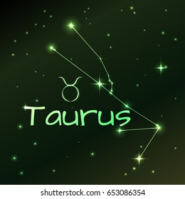 Earth symbol of Taurus zodiac sign, horoscope, vector art and illustration. Star constellation.