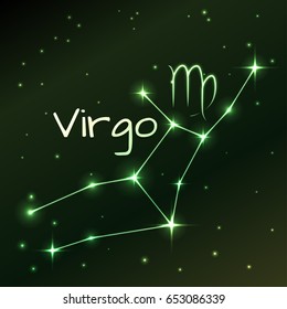 Earth symbol of Virgo zodiac sign, horoscope, vector art and illustration. Star constellation.