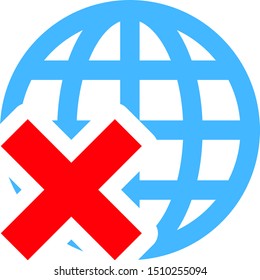 Earth symbol and X mark