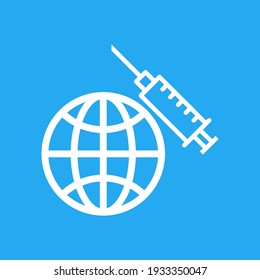 Earth and syringe icon illustrating mass vaccination