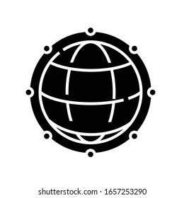 Earth system black icon, concept illustration, vector flat symbol, glyph sign.