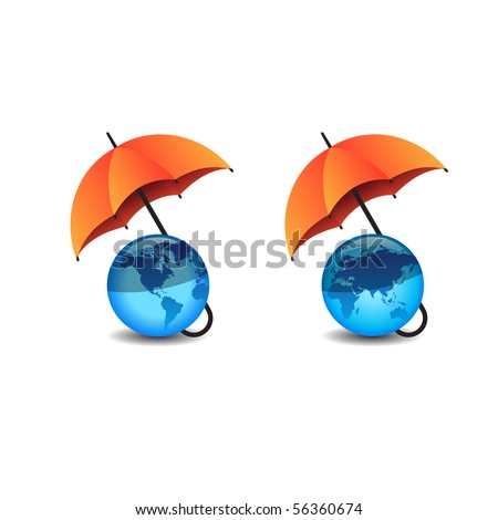 earth taking cover under my umbrella vector illustration