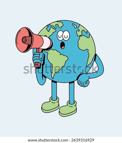 earth talking speaker retro cute illustration