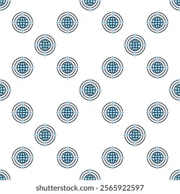 Earth in Target vector Multipolarity concept blue seamless pattern