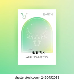 Tierra Tauro Zodiaco. Ilustración vectorial de símbolo celestial. Astrología y predicción del futuro. Gradiente de signo del horóscopo. 