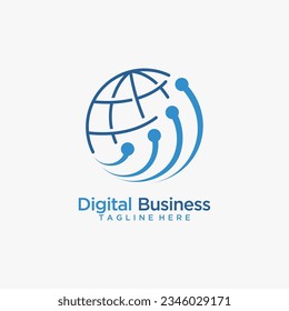 Earth and tech element for digital business logo design