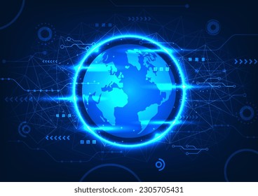 Earth technology background with circuits The technology of the world that arises has a circuit as a component for the system to be efficient. It is an innovation that helps people's business grows