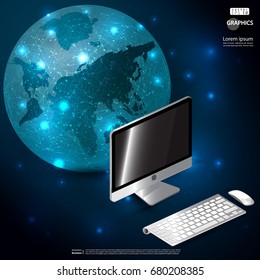 
Earth of Technology  Communication Computer - modern Idea and Concept   Vector  illustration  Business Infographic template.