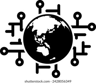 Earth Technology Image Isolated Vector Silhouette