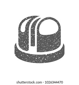 Earth telescope icon in grunge texture. Vintage style vector illustration.
