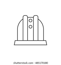 Earth telescope icon in thin outline style. Technology science outer space reconnaissance