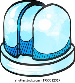 Earth telescope icon in watercolor style.