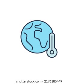 Earth temperature icon. High quality coloured vector illustration.