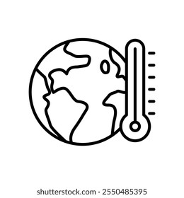 Earth temperature icon with a thermometer as a sign of global warming
