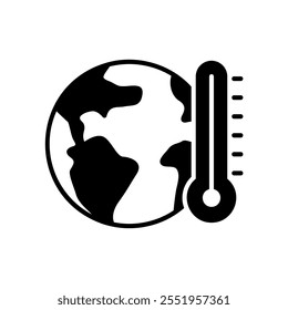 Ícone de temperatura da Terra com um termômetro como sinal de aquecimento global
