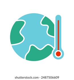 Symbol für Erdtemperatur-Linie. Globale Erwärmung, Klimawandel, Umweltfragen, Planet, Temperaturanstieg, Treibhauseffekt, Umweltauswirkungen, Erde, Thermometer, Wärme, Klima
