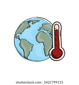 Icono de aumento de temperatura de la Tierra. El problema del calentamiento global.