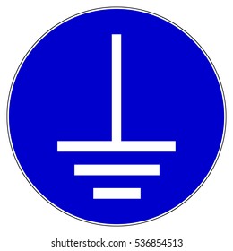 Das Erdterminal muss mit dem Boden verbunden sein, obligatorisches Schild.