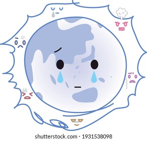 Earth that sheds tears sadly 