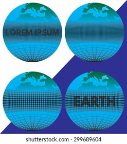 The earth (the globe) with the text. Elements for design. The text can be easily changed (Transparency_ Opacity =80-90%). Color of a background can be any color.