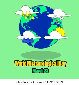 tierra con nubes de lluvia, nubes de nieve, nubes con soleados rayos solares y nubes de lluvia marcadores de pronóstico del tiempo, Día Meteorológico Mundial 23 de marzo