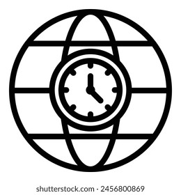 Earth time zone icon outline vector. Local time. Capital hour